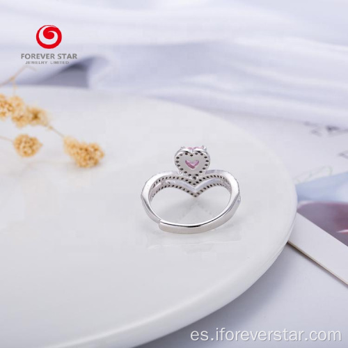 Anillo de boda de la mujer de la forma de la forma del corazón de cristal